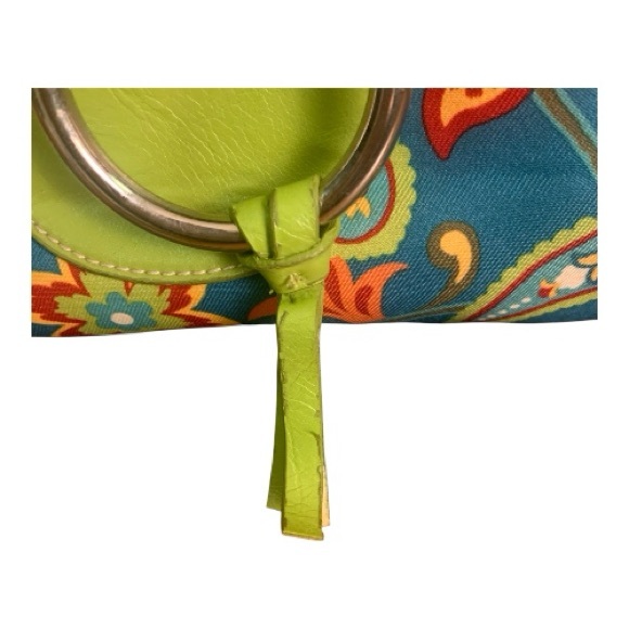 VTG St John's Bay Vibrant Paisley Floral Lime Green Shoulder Hobo Bag Y2K - Picture 15 of 15
